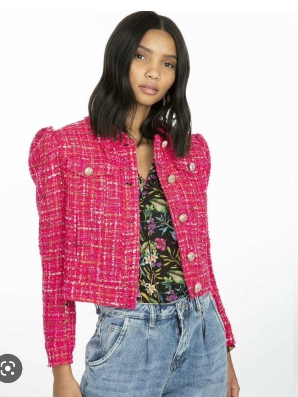 Generation love pink tweed blazer jacket size XS